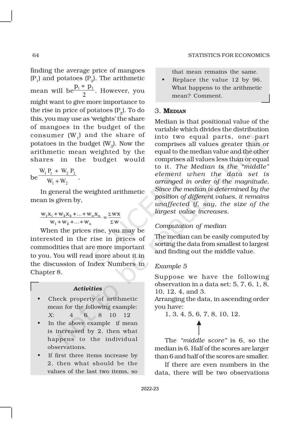 NCERT Book for Class 11 Economics (Statistic Economics) Chapter 5 Measures of Central Tendency - Page 7