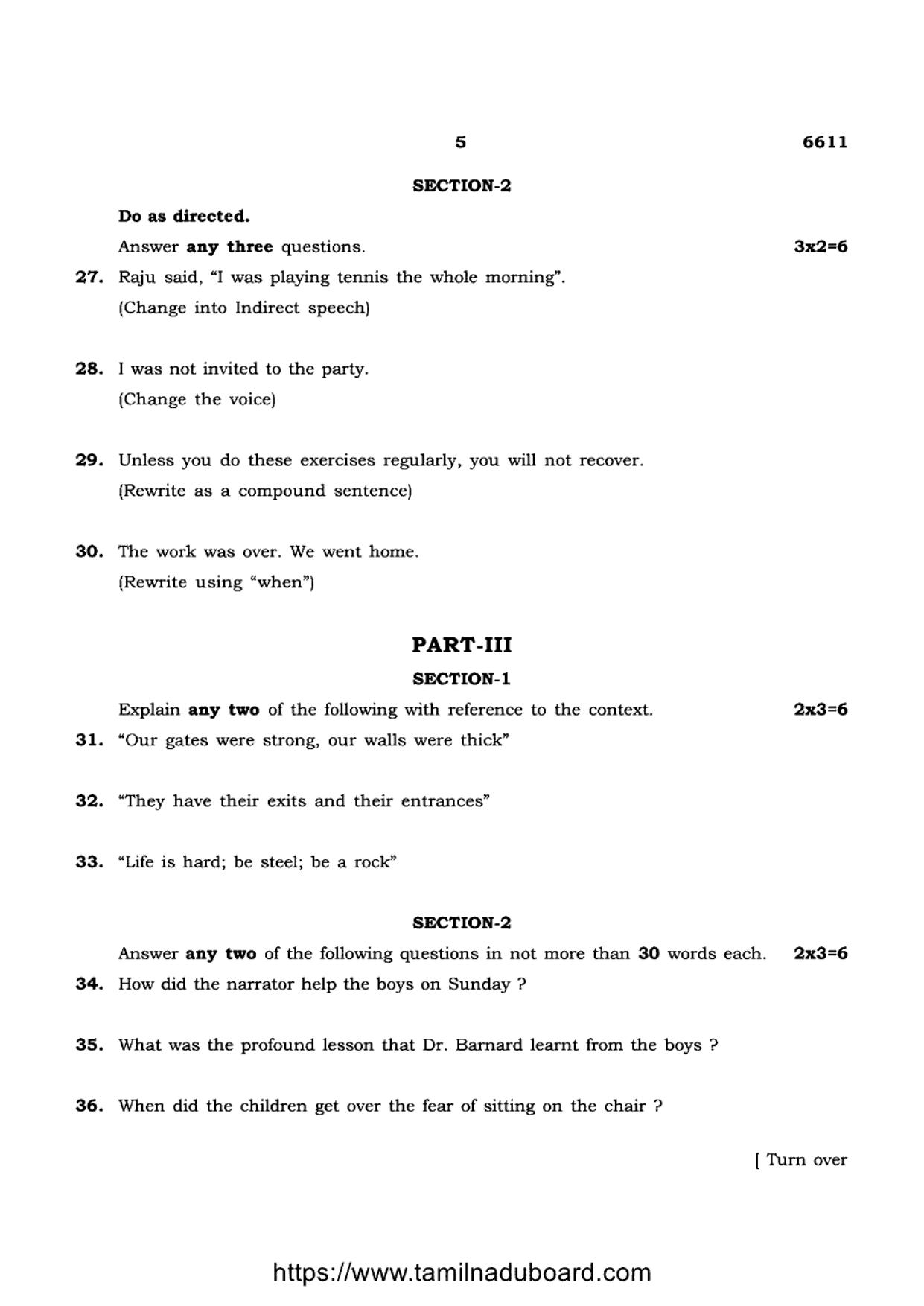 TN Class 12 English 6611 Question Papers 2023 - Page 5