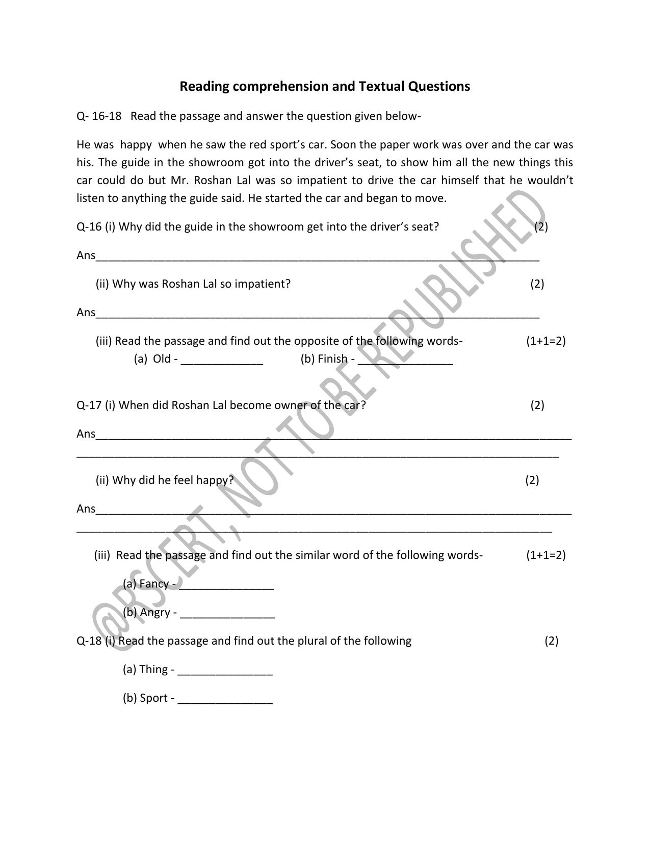 RBSE Class 5 Sample Paper English - Page 3