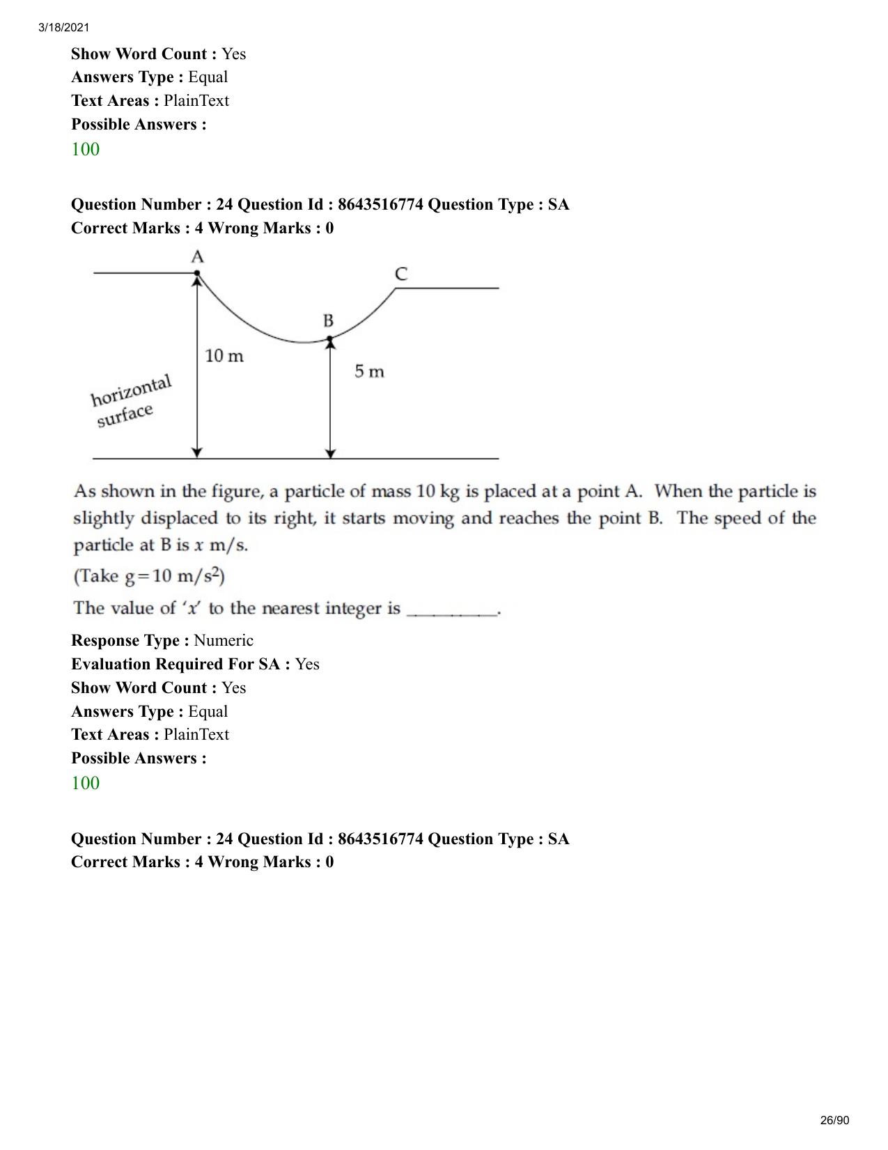 JEE Mains 2021: BTech EU (Shift 1) 18-03-2021 Question Paper - Page 26
