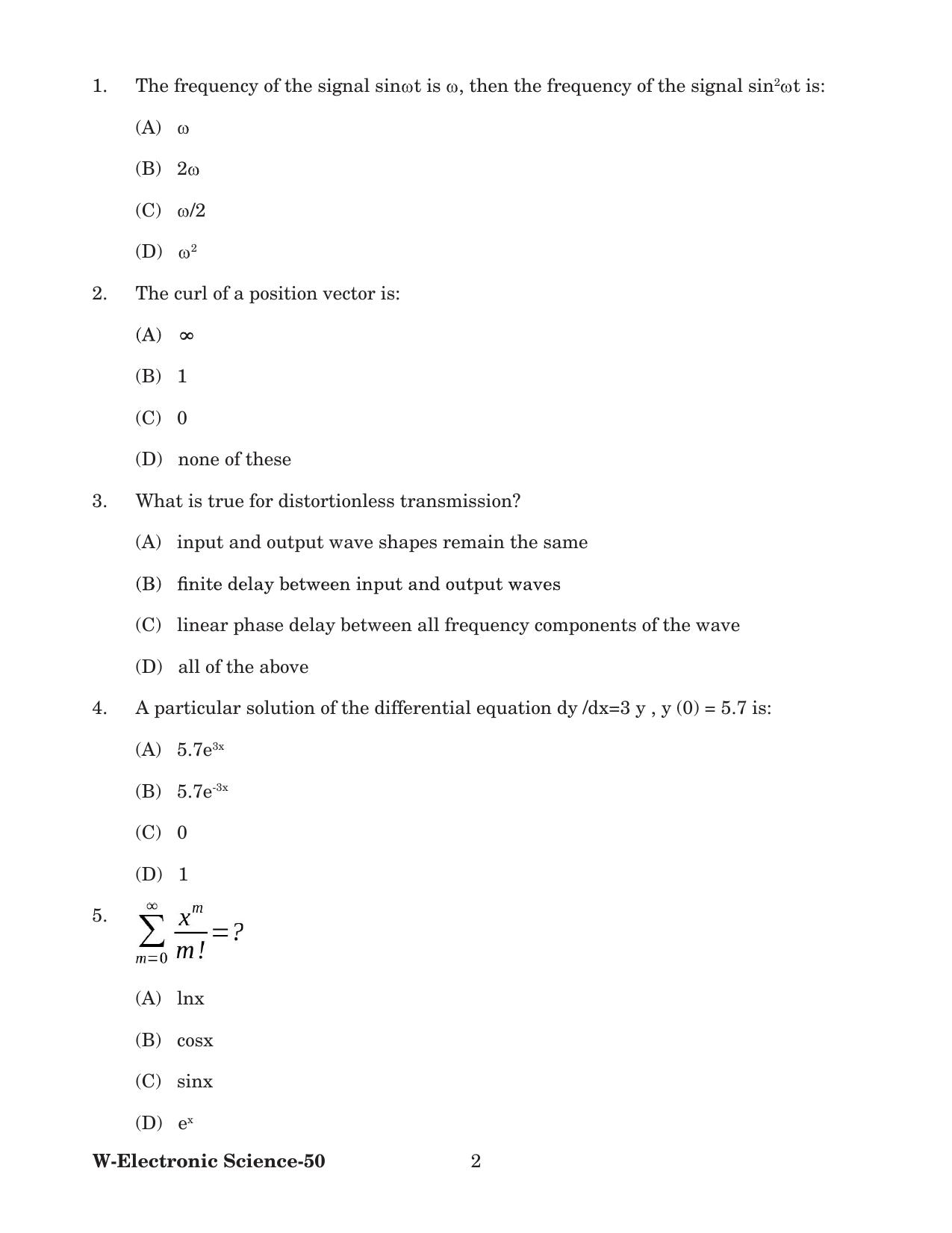 Odisha CPET 2022 ELECTRONICS SCIENCE Question Paper - Page 2