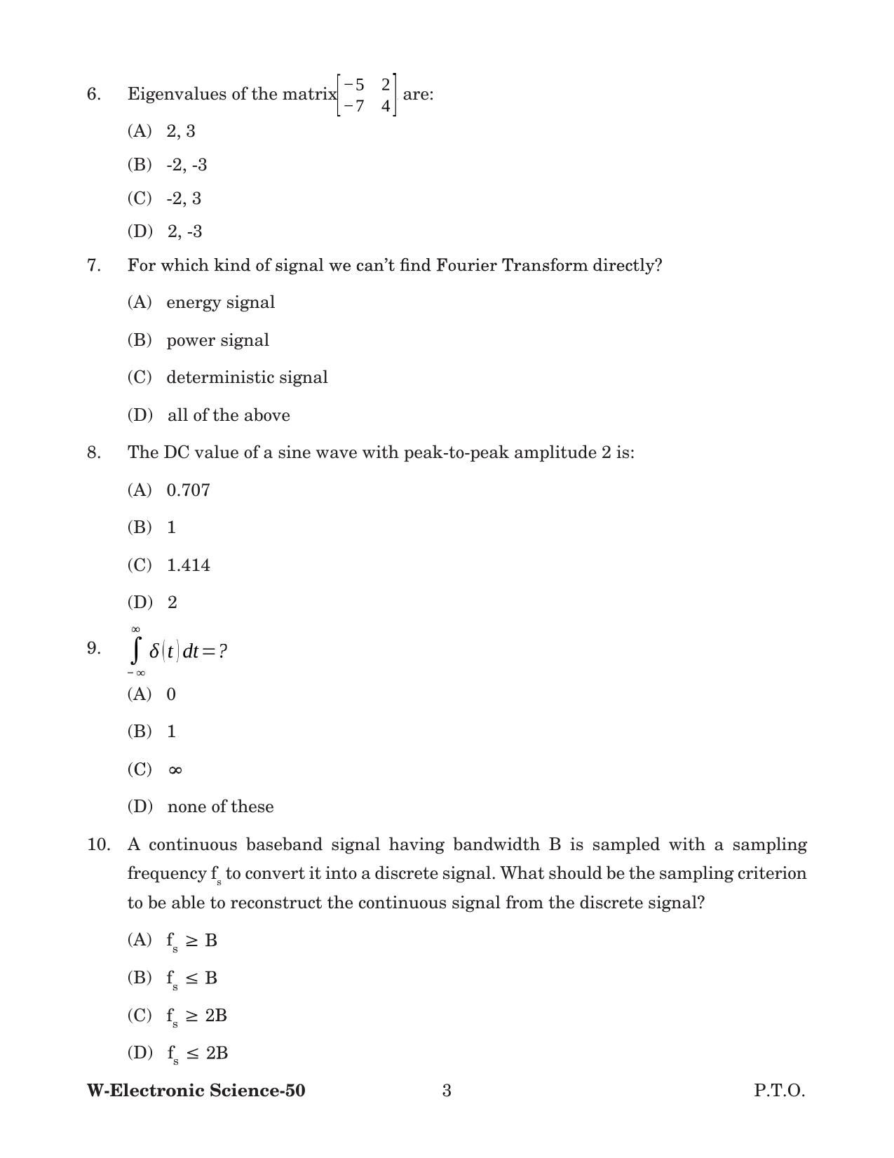 Odisha CPET 2022 ELECTRONICS SCIENCE Question Paper - Page 3