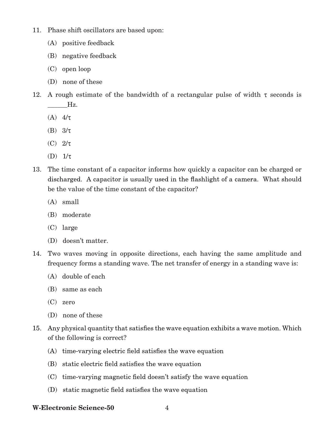 Odisha CPET 2022 ELECTRONICS SCIENCE Question Paper - Page 4