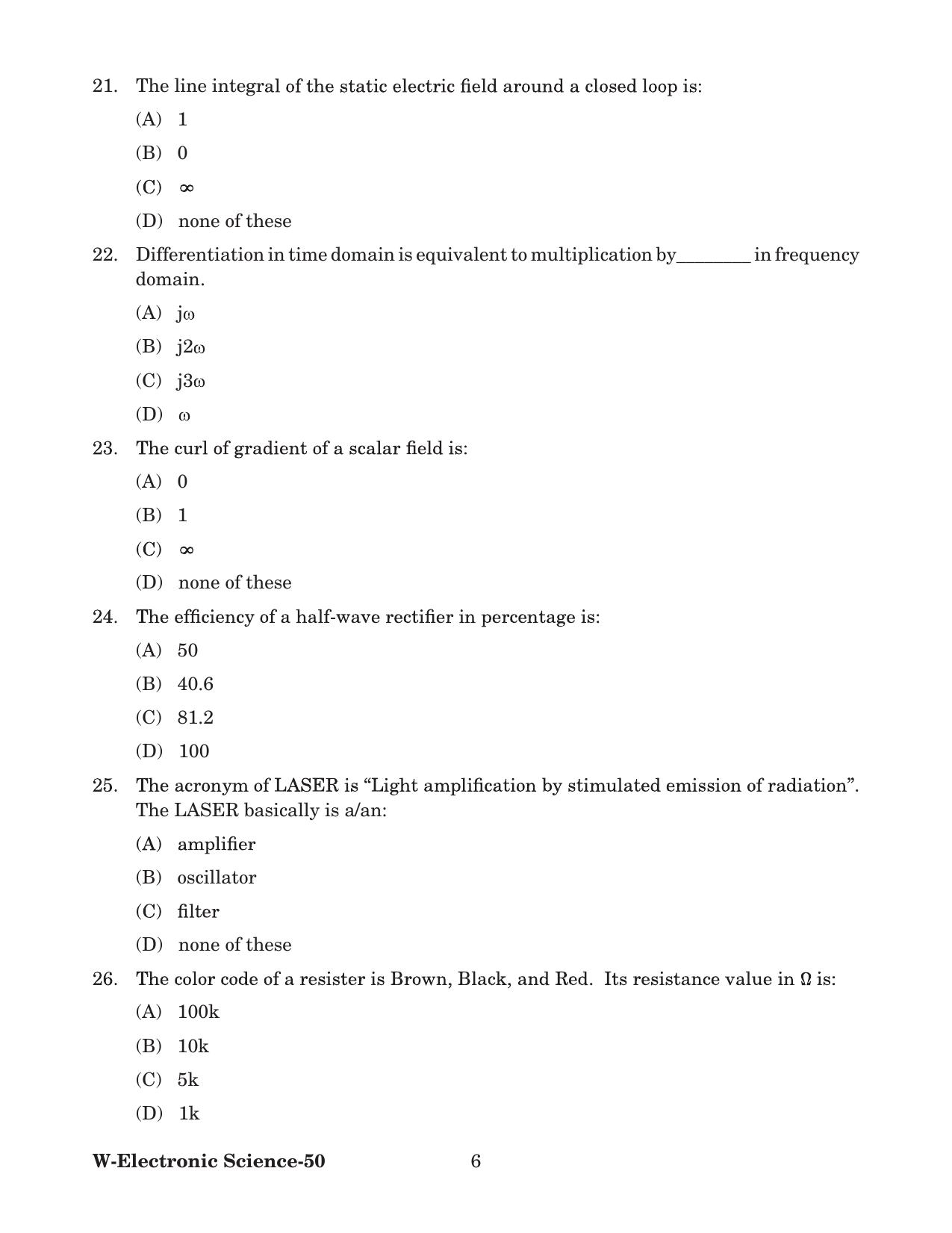 Odisha CPET 2022 ELECTRONICS SCIENCE Question Paper - Page 6