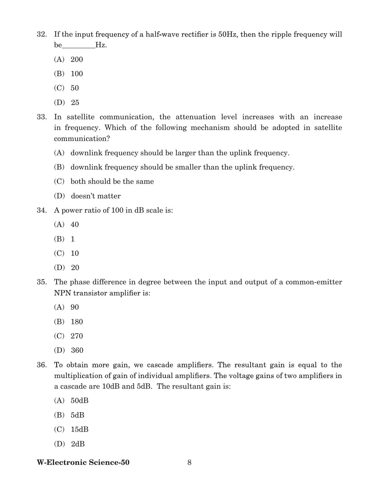 Odisha CPET 2022 ELECTRONICS SCIENCE Question Paper - Page 8