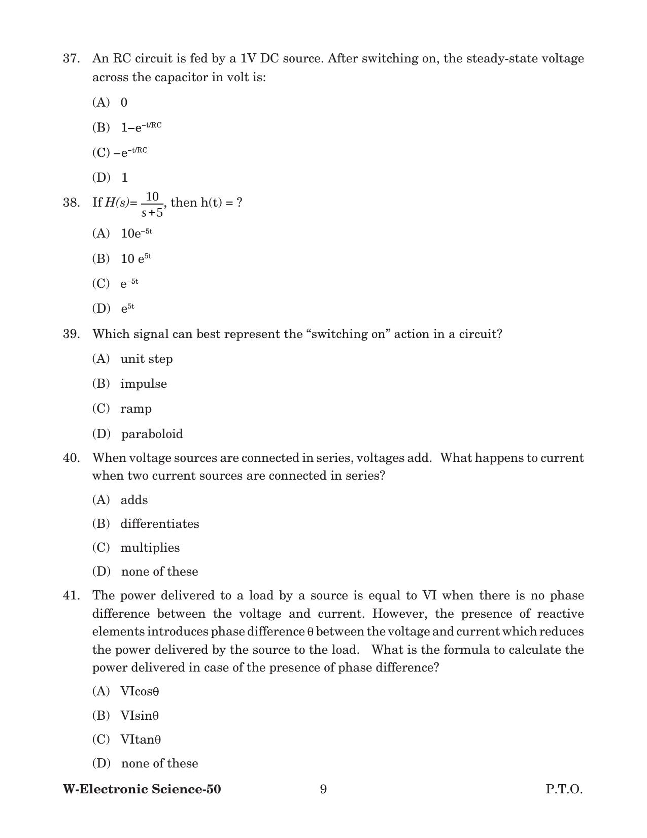 Odisha CPET 2022 ELECTRONICS SCIENCE Question Paper - Page 9