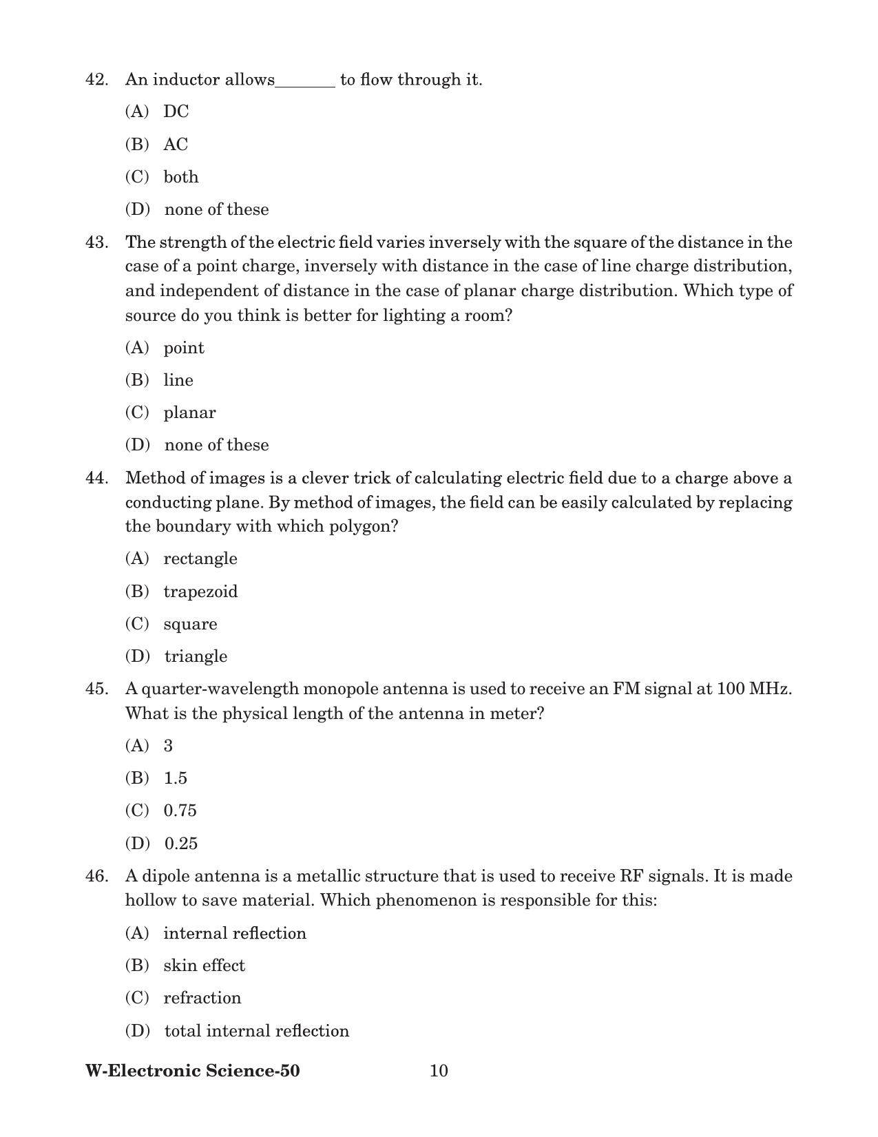 Odisha CPET 2022 ELECTRONICS SCIENCE Question Paper - Page 10