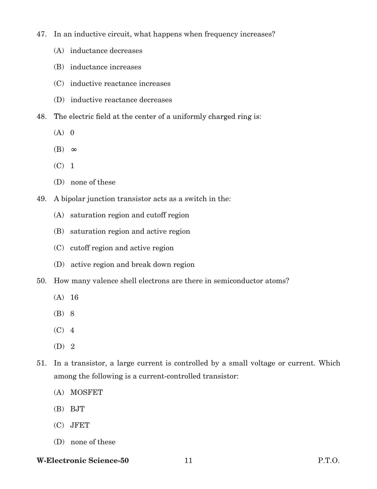 Odisha CPET 2022 ELECTRONICS SCIENCE Question Paper - Page 11