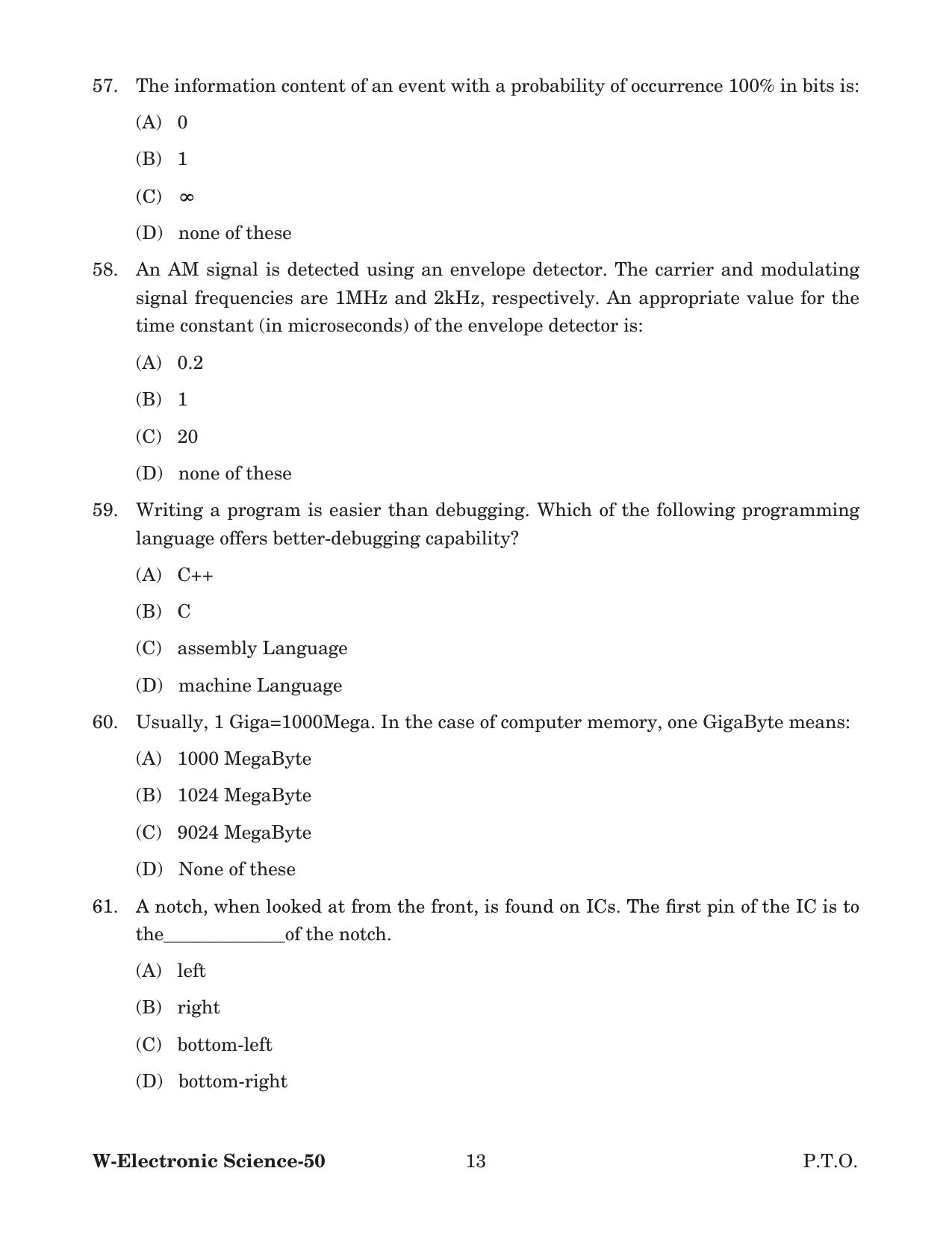 Odisha CPET 2022 ELECTRONICS SCIENCE Question Paper - Page 13