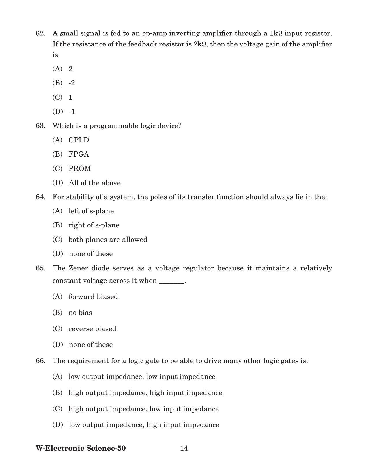 Odisha CPET 2022 ELECTRONICS SCIENCE Question Paper - Page 14