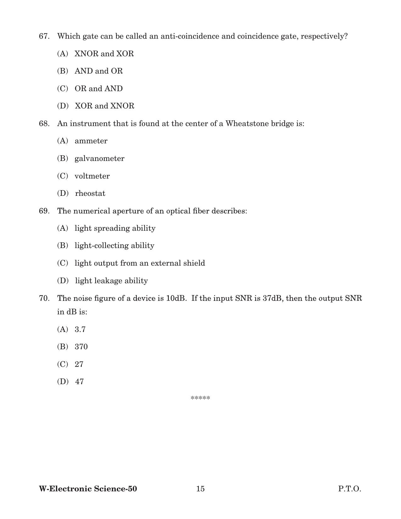 Odisha CPET 2022 ELECTRONICS SCIENCE Question Paper - Page 15