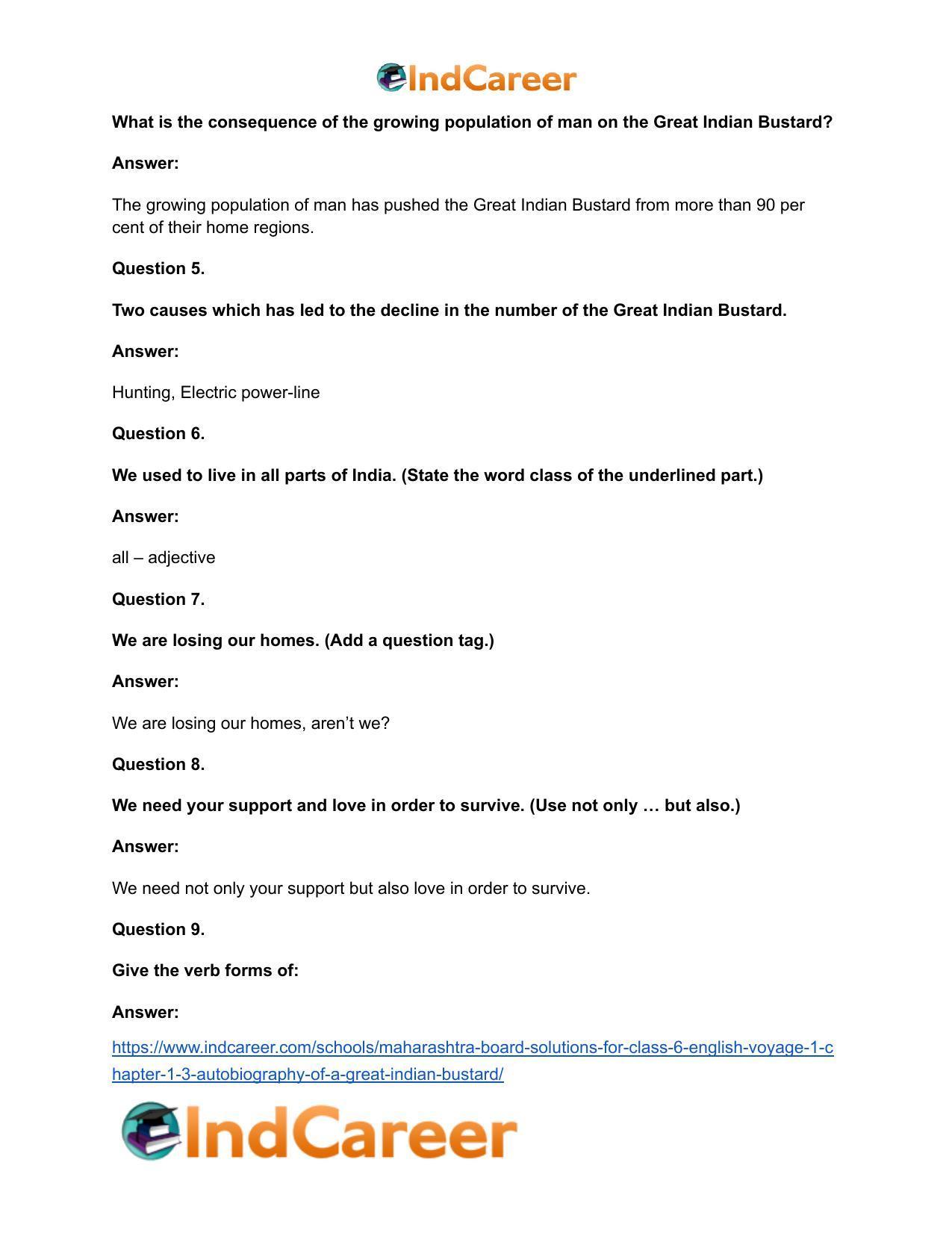Maharashtra Board Solutions for Class 6- English (Voyage 1): Chapter 1.3- Autobiography of a Great Indian Bustard - Page 12