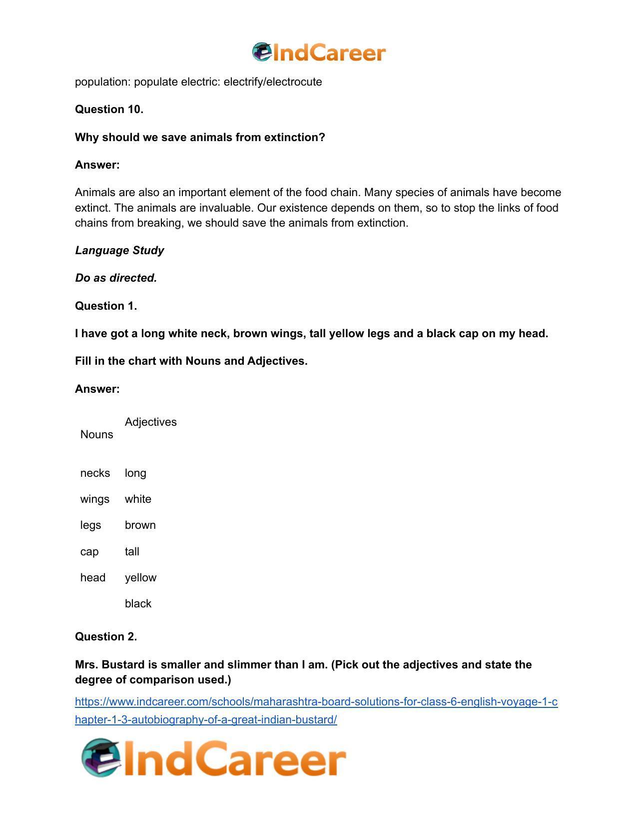 Maharashtra Board Solutions for Class 6- English (Voyage 1): Chapter 1.3- Autobiography of a Great Indian Bustard - Page 13
