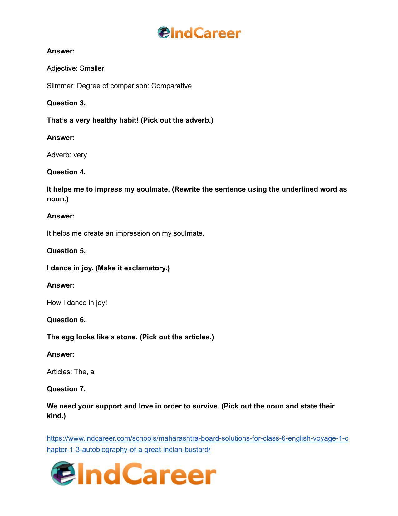 Maharashtra Board Solutions for Class 6- English (Voyage 1): Chapter 1.3- Autobiography of a Great Indian Bustard - Page 14