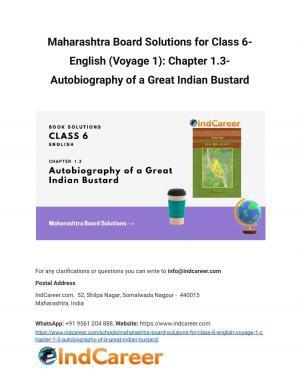 Maharashtra Board Solutions for Class 6- English (Voyage 1): Chapter 1.3- Autobiography of a Great Indian Bustard