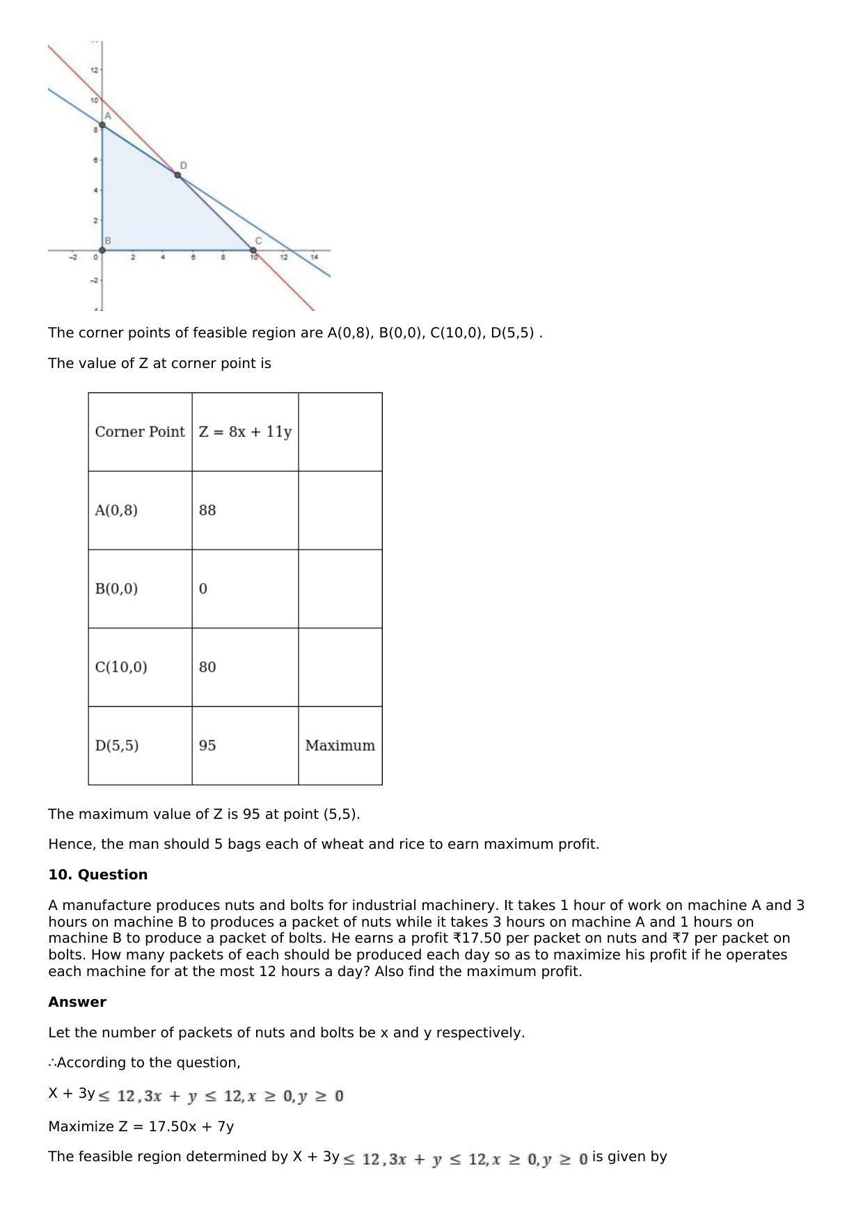 Chapter 33: Linear Programming Solutions: RS Aggarwal Class 12 Solutions  - Page 39
