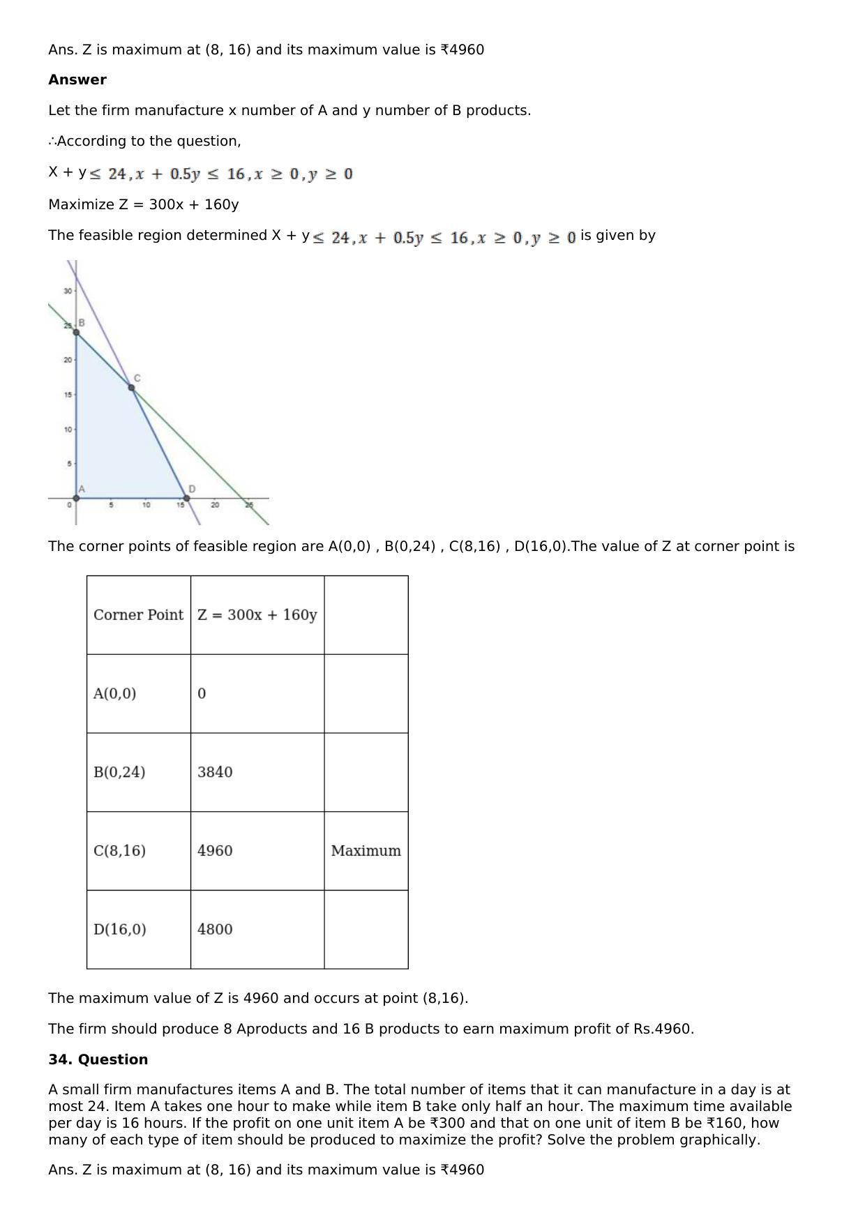 Chapter 33: Linear Programming Solutions: RS Aggarwal Class 12 Solutions  - Page 94