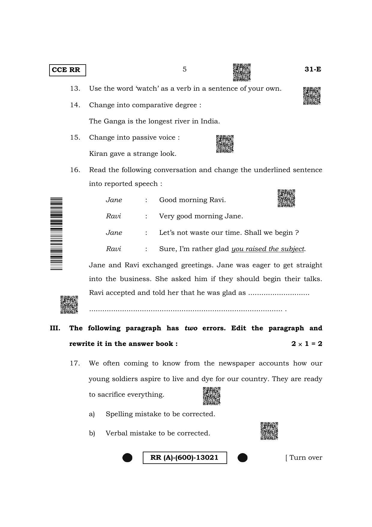 Karnataka SSLC Second Language English (Supplementary) Question Paper 2022 (A Version) - Page 5