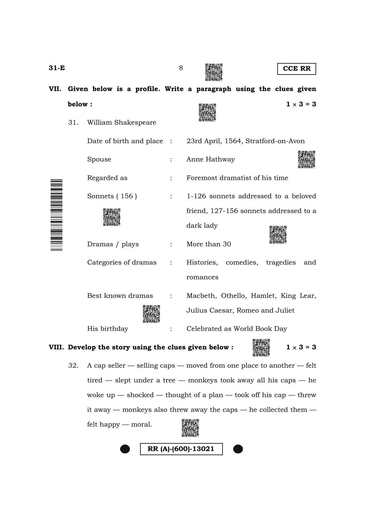 Karnataka SSLC Second Language English (Supplementary) Question Paper 2022 (A Version) - Page 8