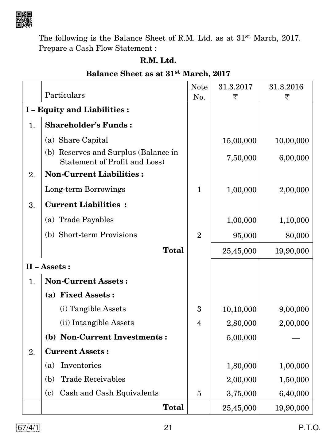 CBSE Class 12 67-4-1 Accountancy 2019 Question Paper - Page 21