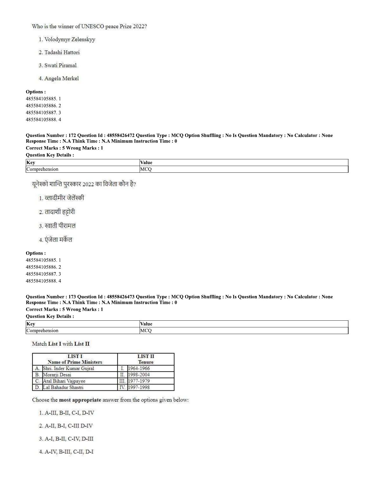 CUET 2023 Domestic Shift 2 Question Paper - 10 June 2023 - Page 119
