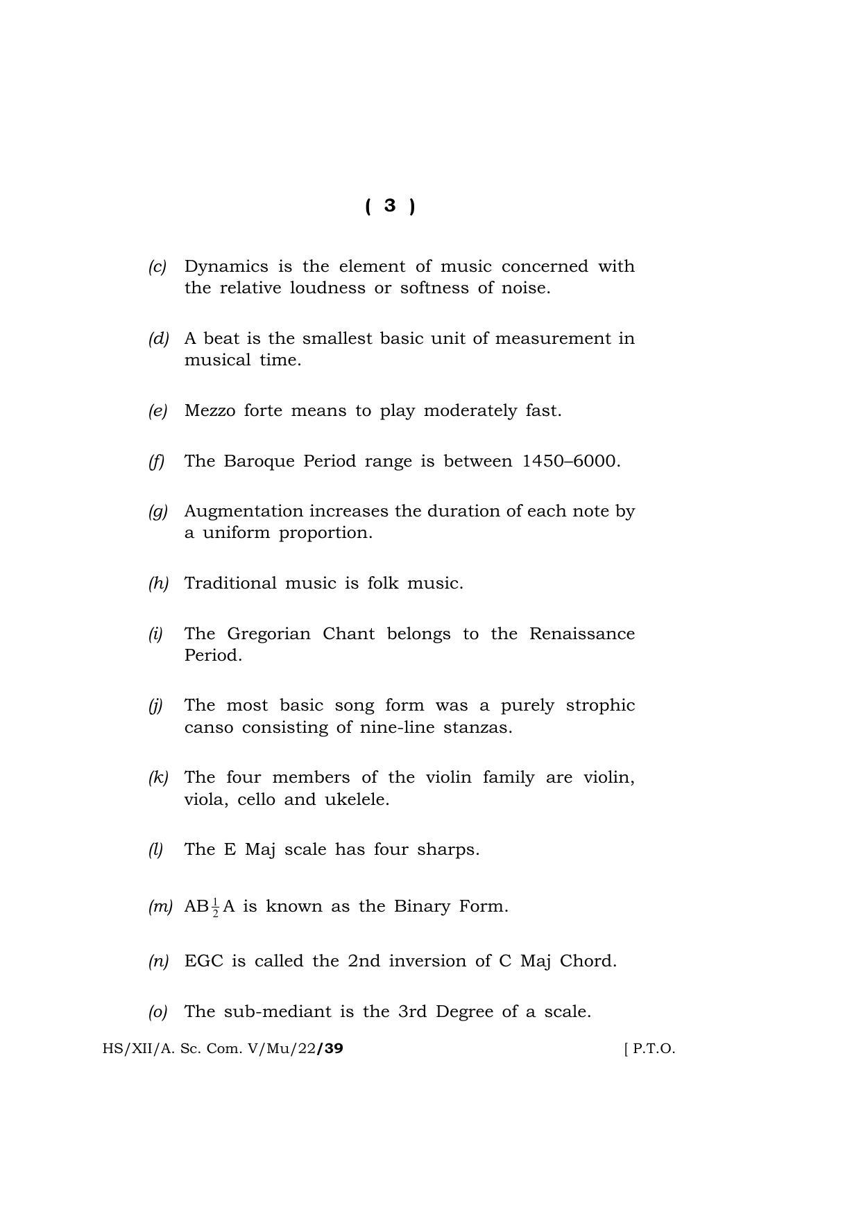 Meghalaya Board (MBOSE) Class 12 MUSIC (HS_XII_A.Sc.Com.V_Mu_22) 2022 Question Paper - Page 3