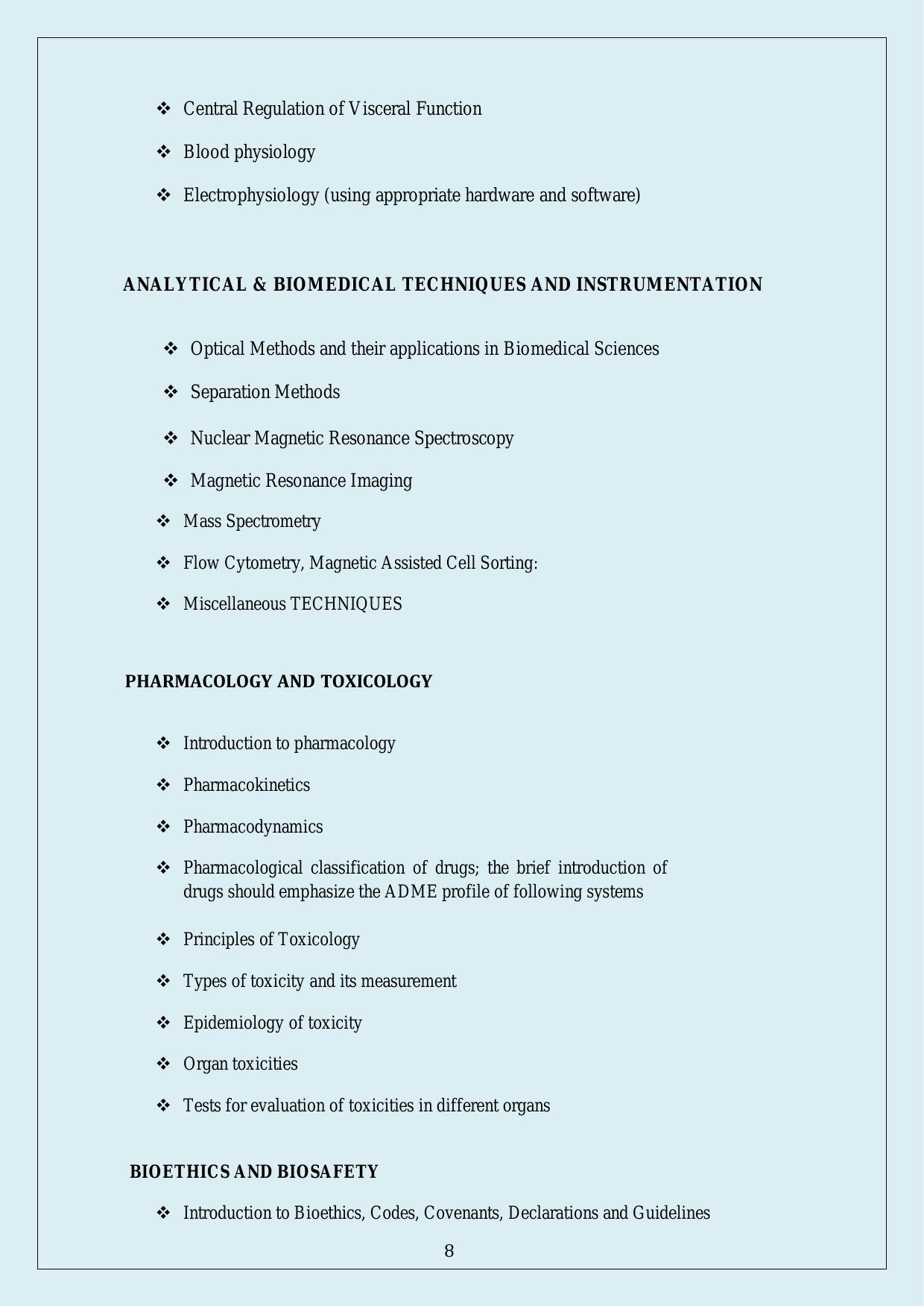 NTA PhD Entrance Exam Biomedical Research Syllabus - Page 5