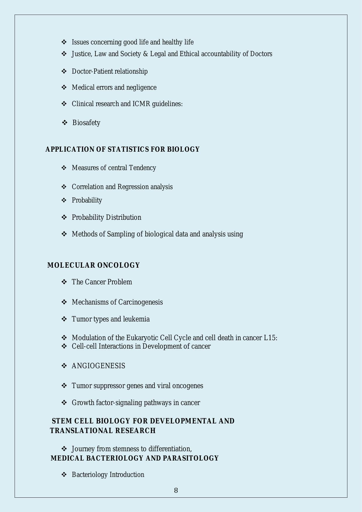 NTA PhD Entrance Exam Biomedical Research Syllabus - Page 6