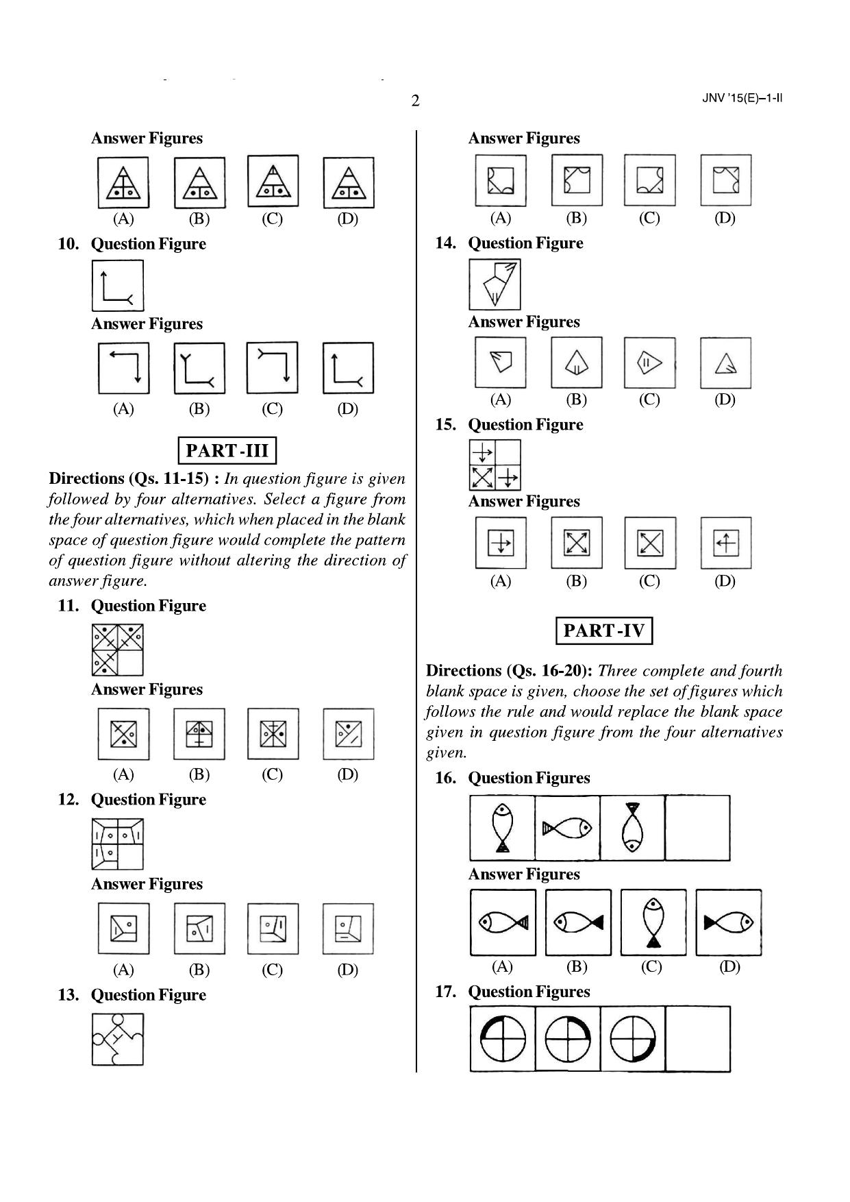 JNVST Class 6 2015 Question Paper with Solutions - Page 2