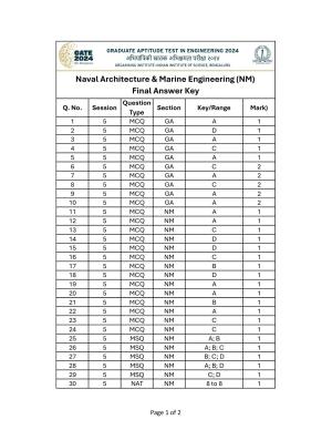 GATE 2024 Naval Architecture and Marine Engineering (NM) Answer Key