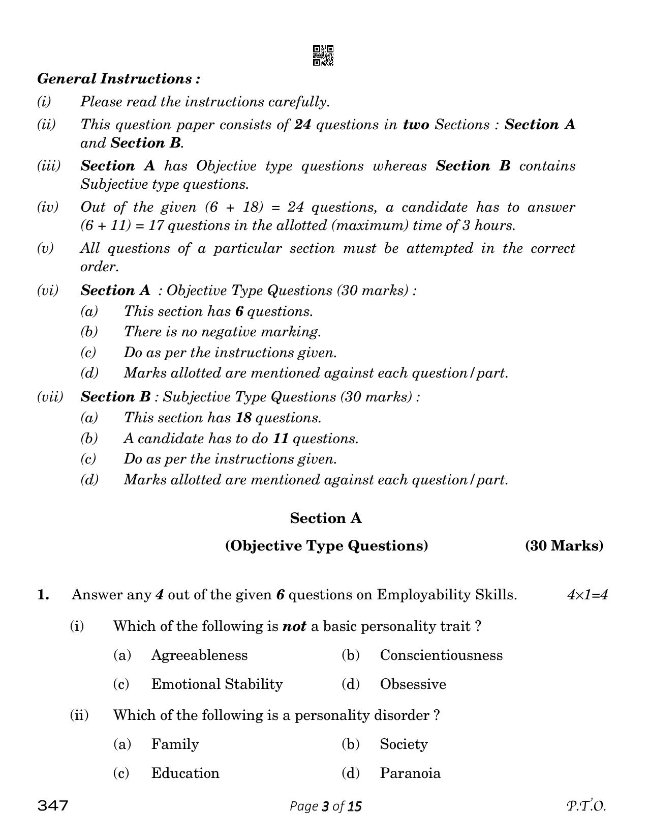 CBSE Class 12 Cost Accounting (Compartment) 2023 Question Paper - Page 3