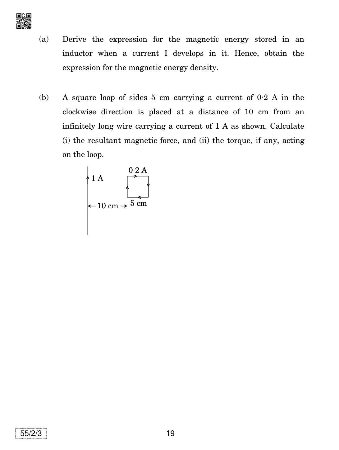 CBSE Class 12 55-2-3 Physics 2019 Question Paper - Page 19