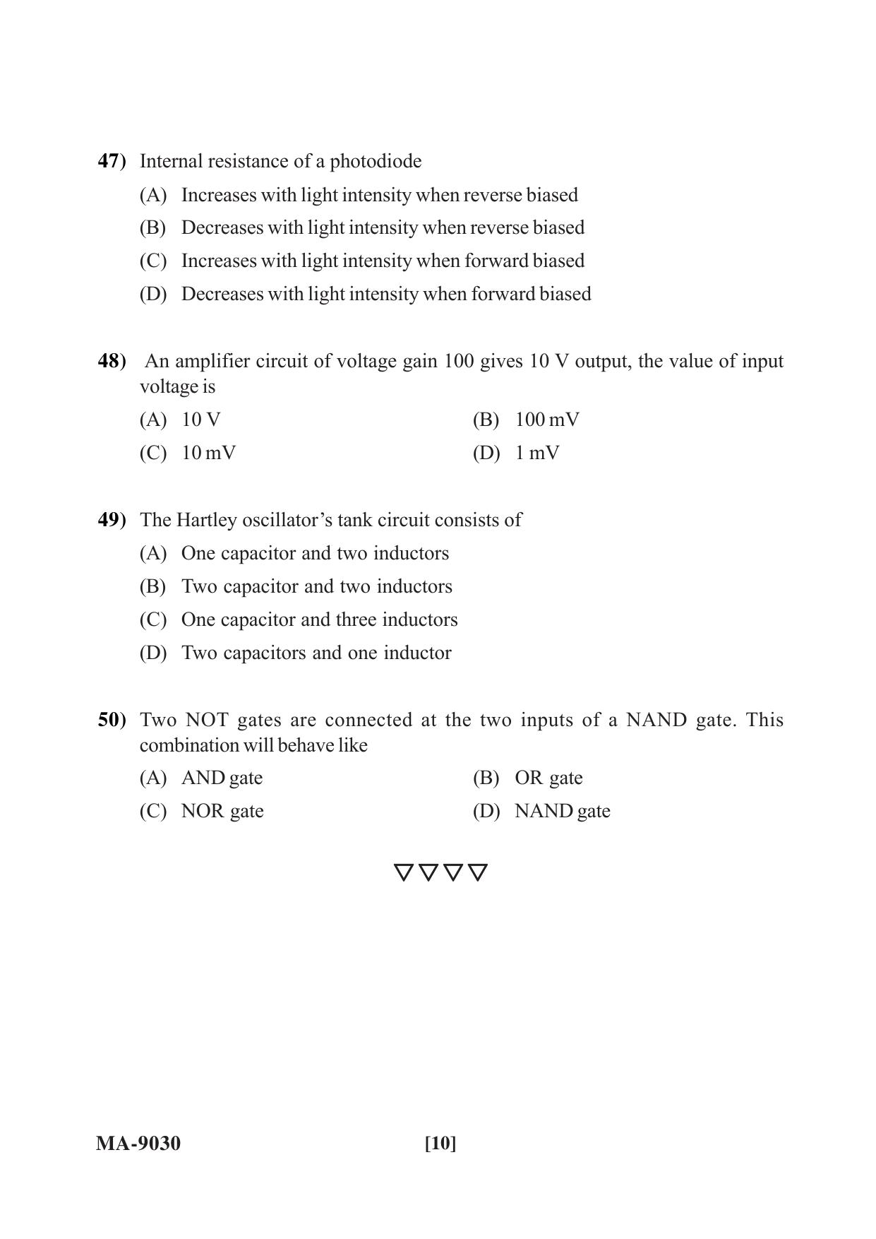 Mysore University PG Entrance Exam 2022: M.Sc. Physics Question Paper - Page 10