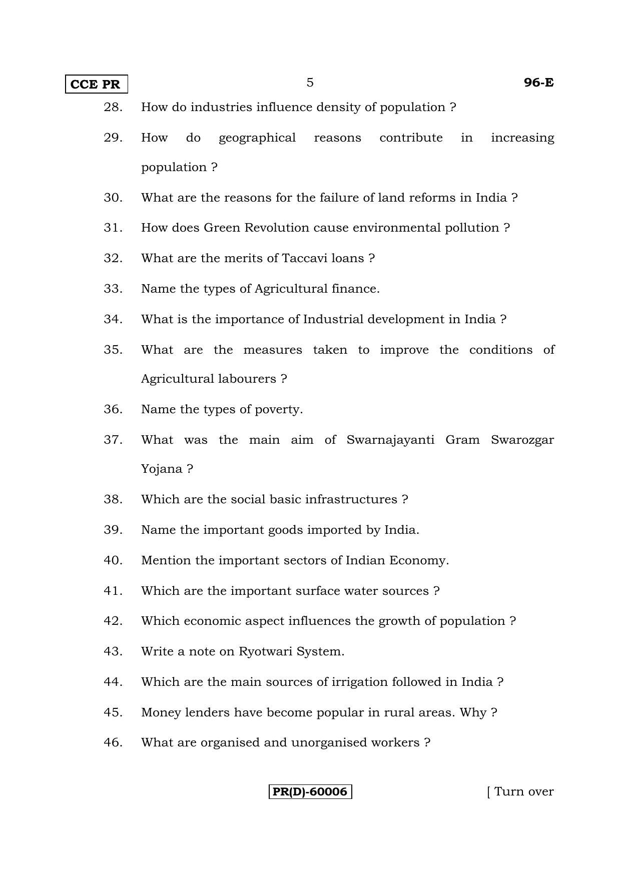 Karnataka SSLC ECONOMICS - ENGLISH (96-E%20(PR) (Revised Un-Revised)_sp5) (Supplementary) June 2018 Question Paper - Page 5