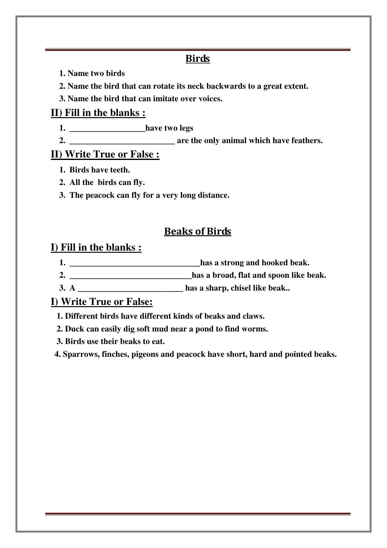 Worksheet for Class 3 Social Science Assignment 10 - Page 10