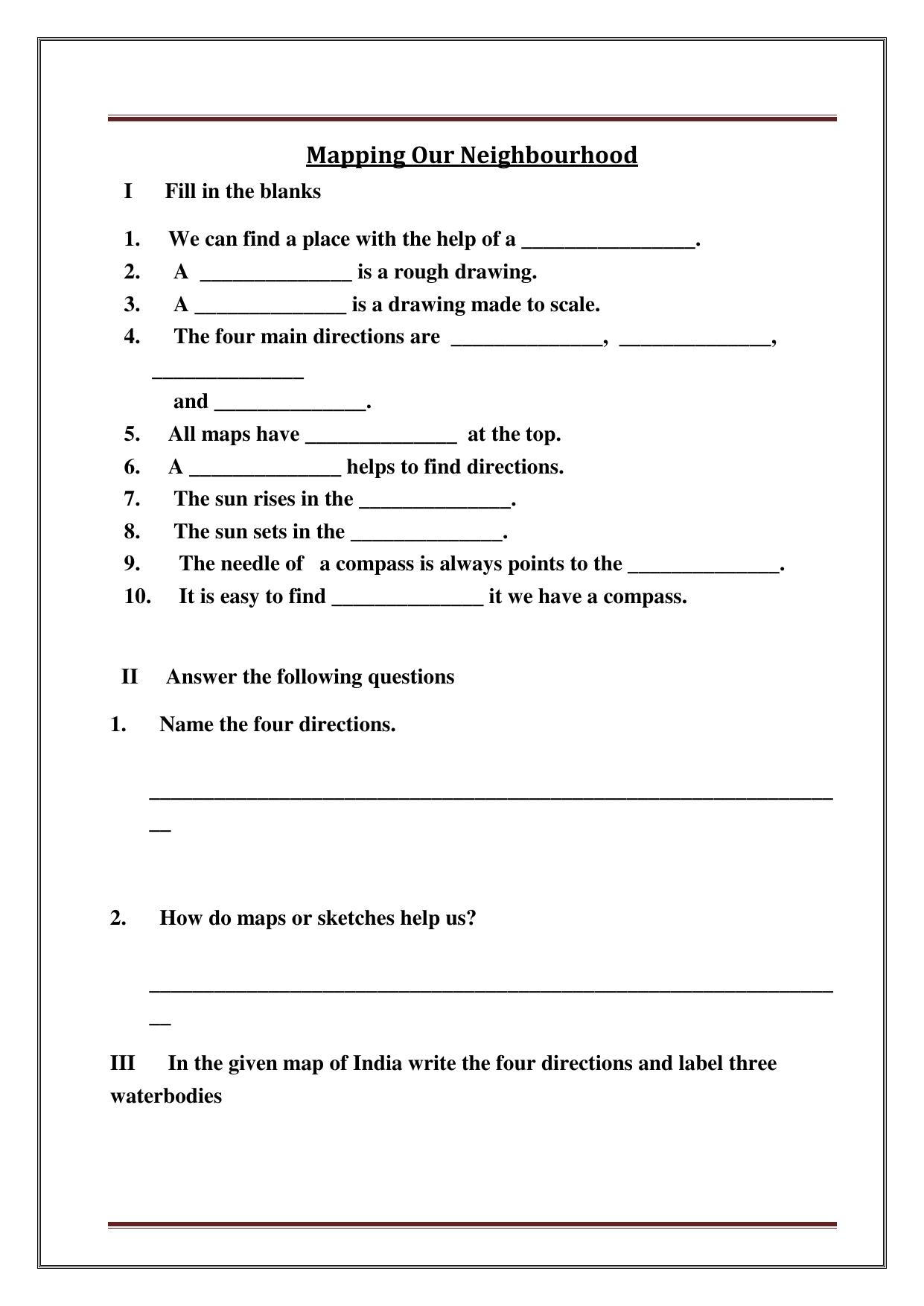 Worksheet for Class 3 Social Science Assignment 10 - Page 22