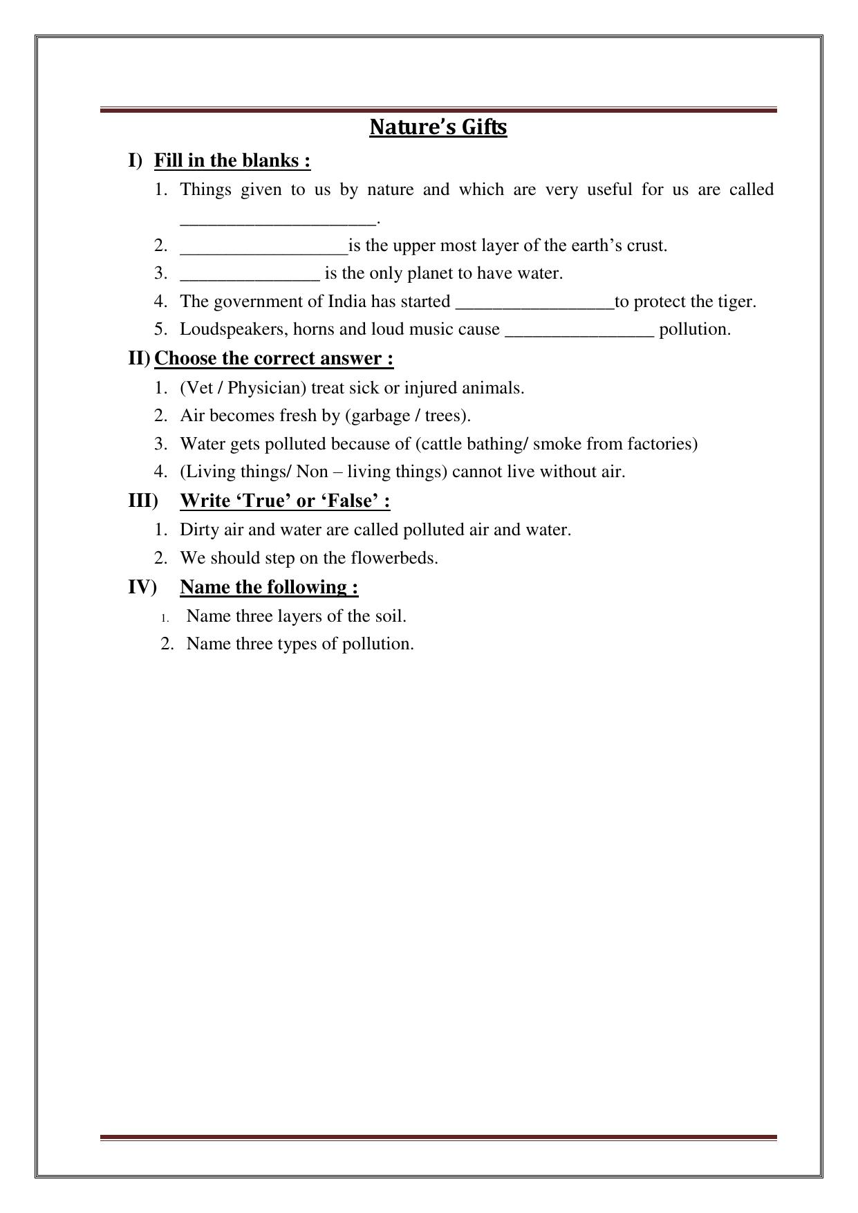 Worksheet for Class 3 Social Science Assignment 10 - Page 30