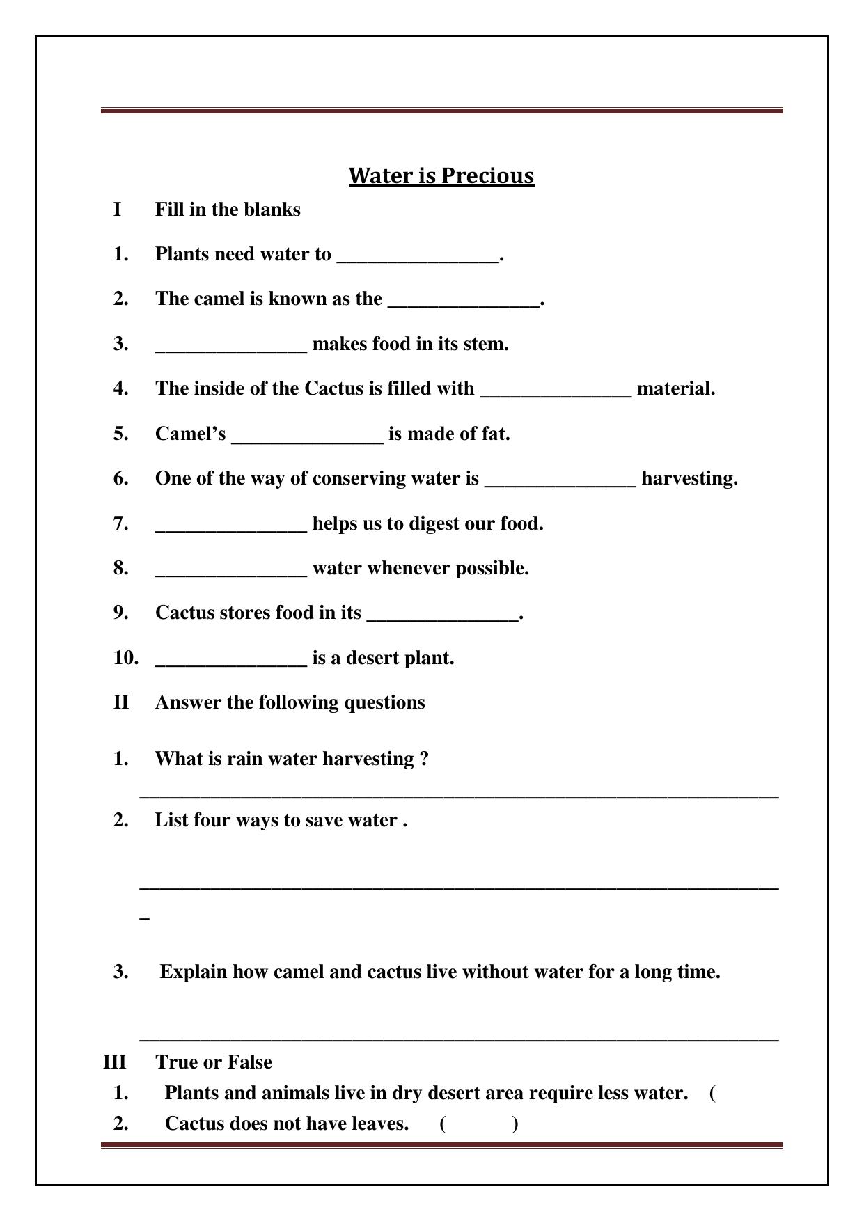 Worksheet for Class 3 Social Science Assignment 10 - Page 31