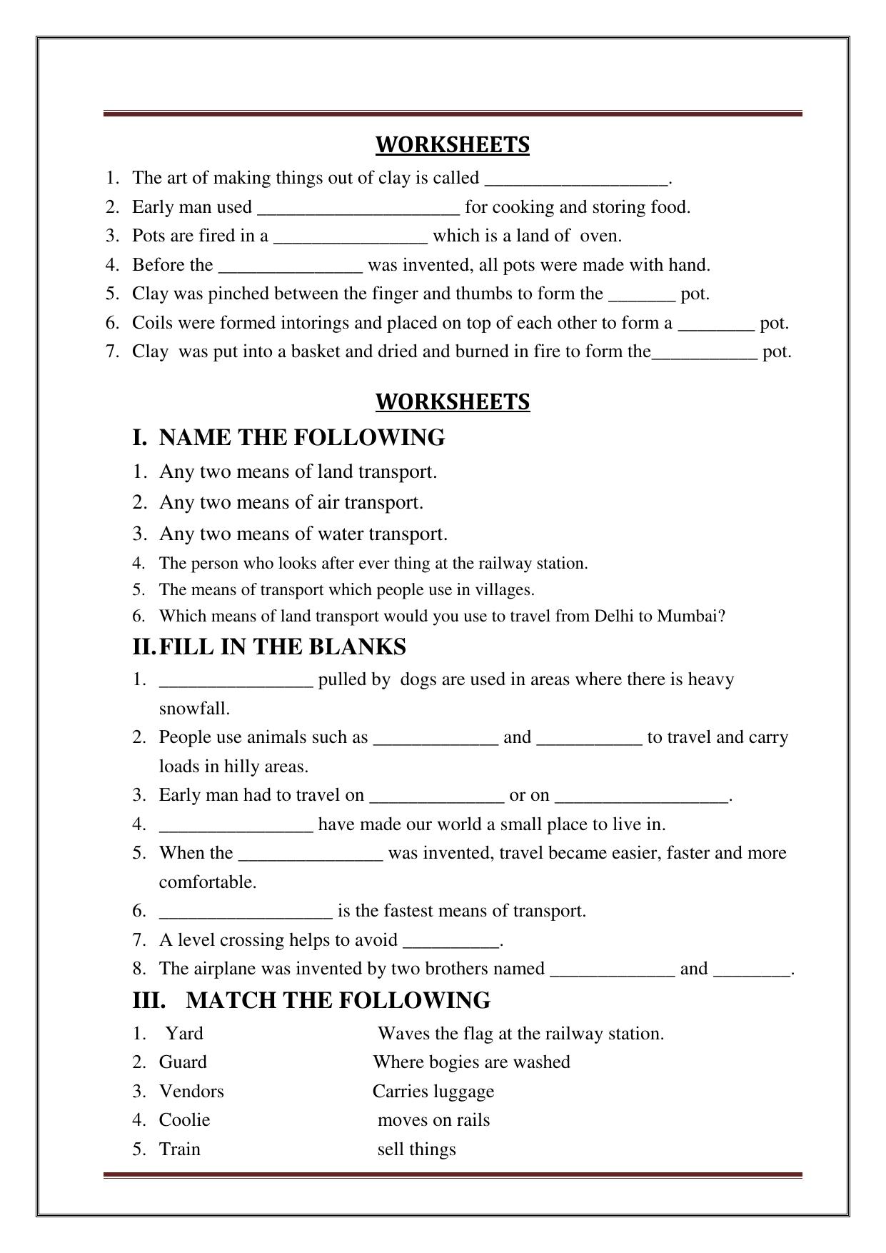 Worksheet for Class 3 Social Science Assignment 10 - Page 35