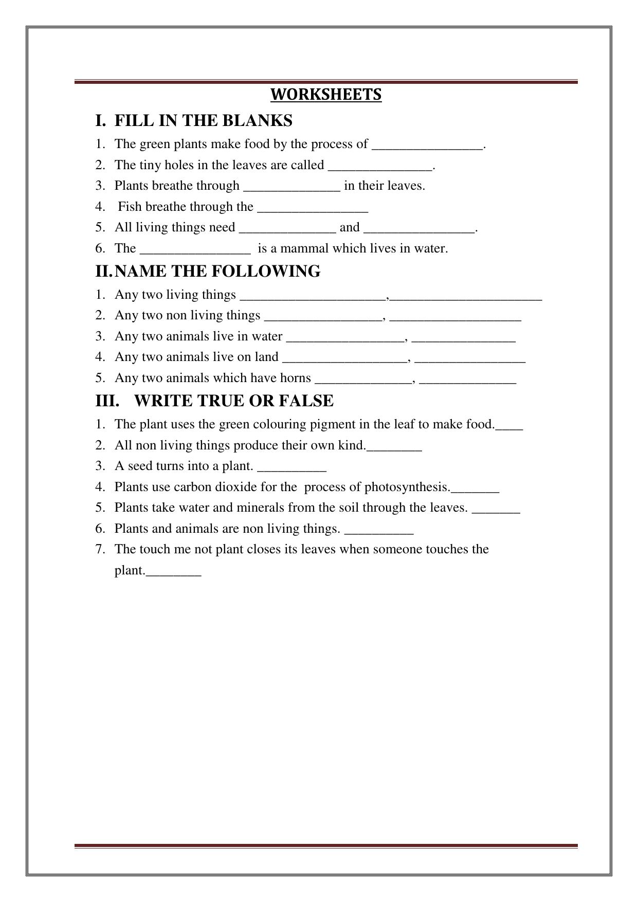 Worksheet for Class 3 Social Science Assignment 10 - Page 36