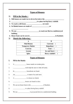 Worksheet for Class 3 Social Science Assignment 10