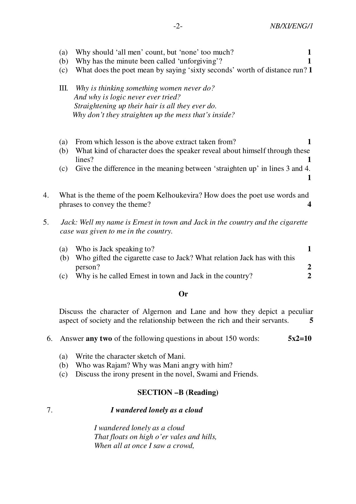 Nagaland Board NBSE 2023 Class 11 Question Paper (All Subjects) - Page 2