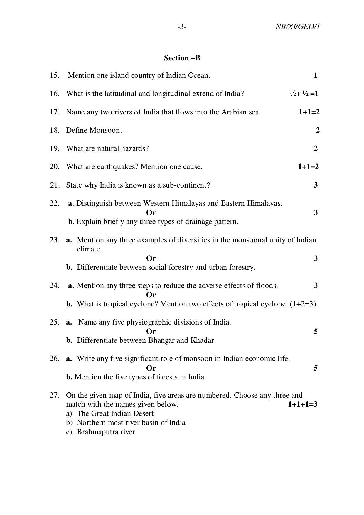 Nagaland Board NBSE 2023 Class 11 Question Paper (All Subjects) - Page 8