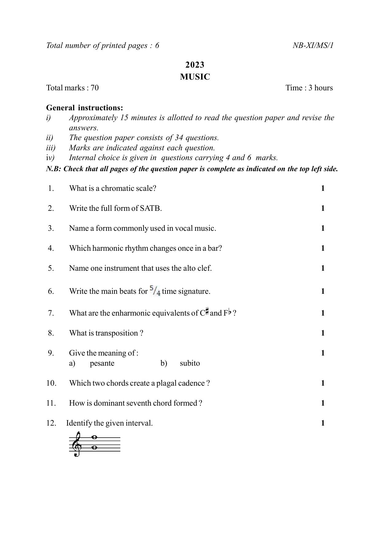 Nagaland Board NBSE 2023 Class 11 Question Paper (All Subjects) - Page 12