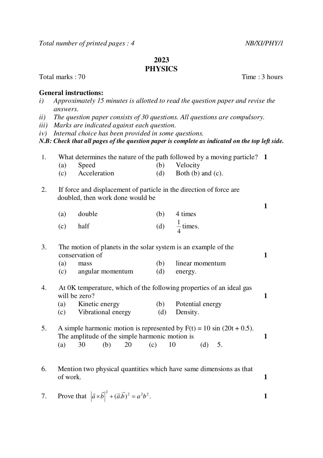 Nagaland Board NBSE 2023 Class 11 Question Paper (All Subjects) - Page 27