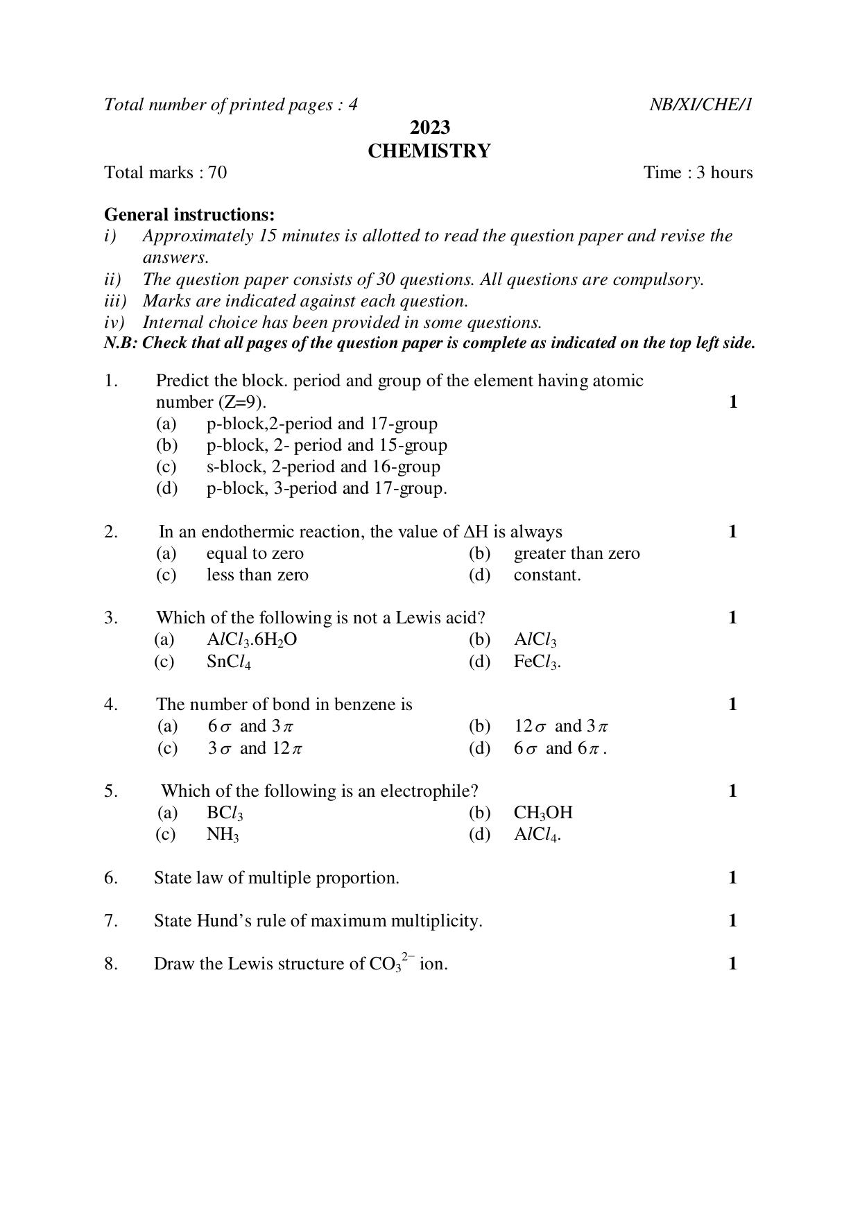 Nagaland Board NBSE 2023 Class 11 Question Paper (All Subjects) - Page 66