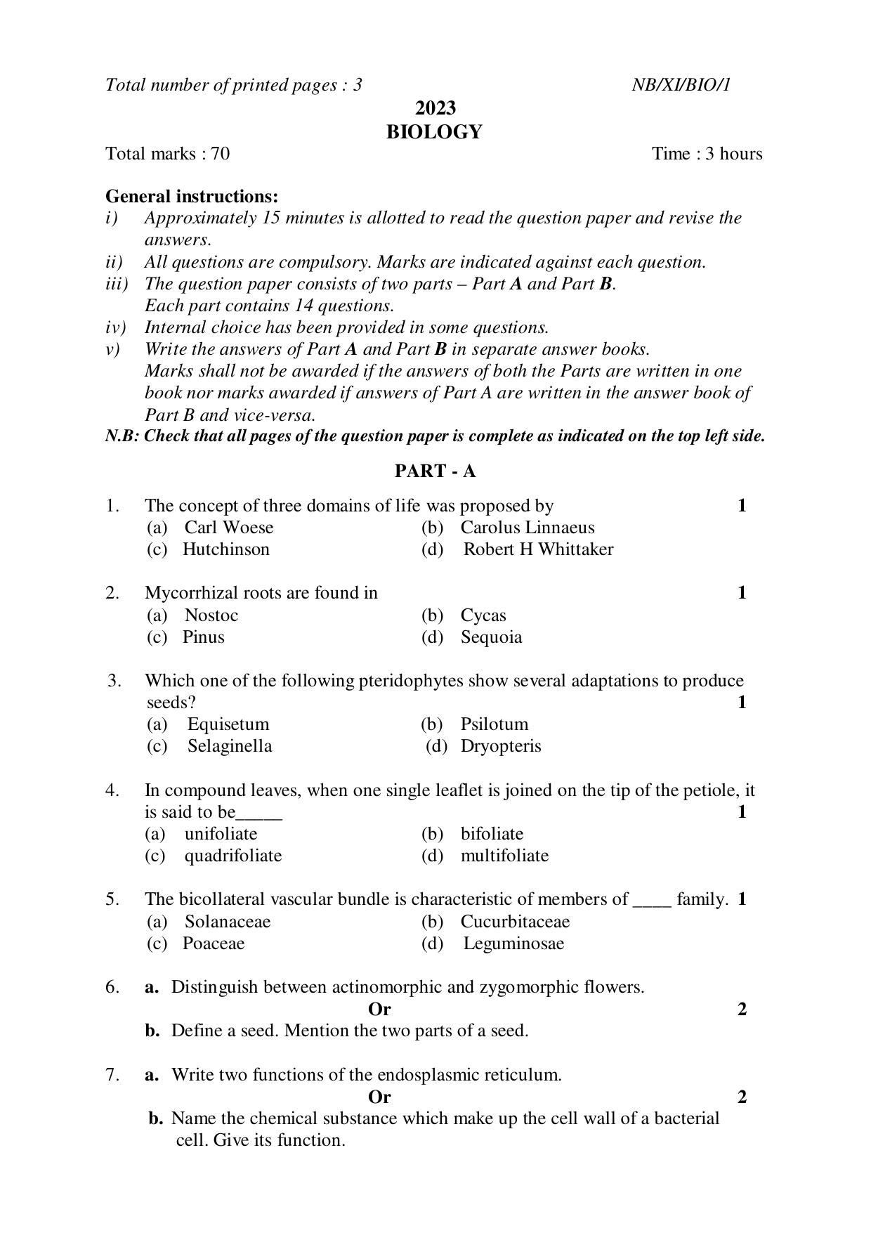 Nagaland Board NBSE 2023 Class 11 Question Paper (All Subjects) - Page 82