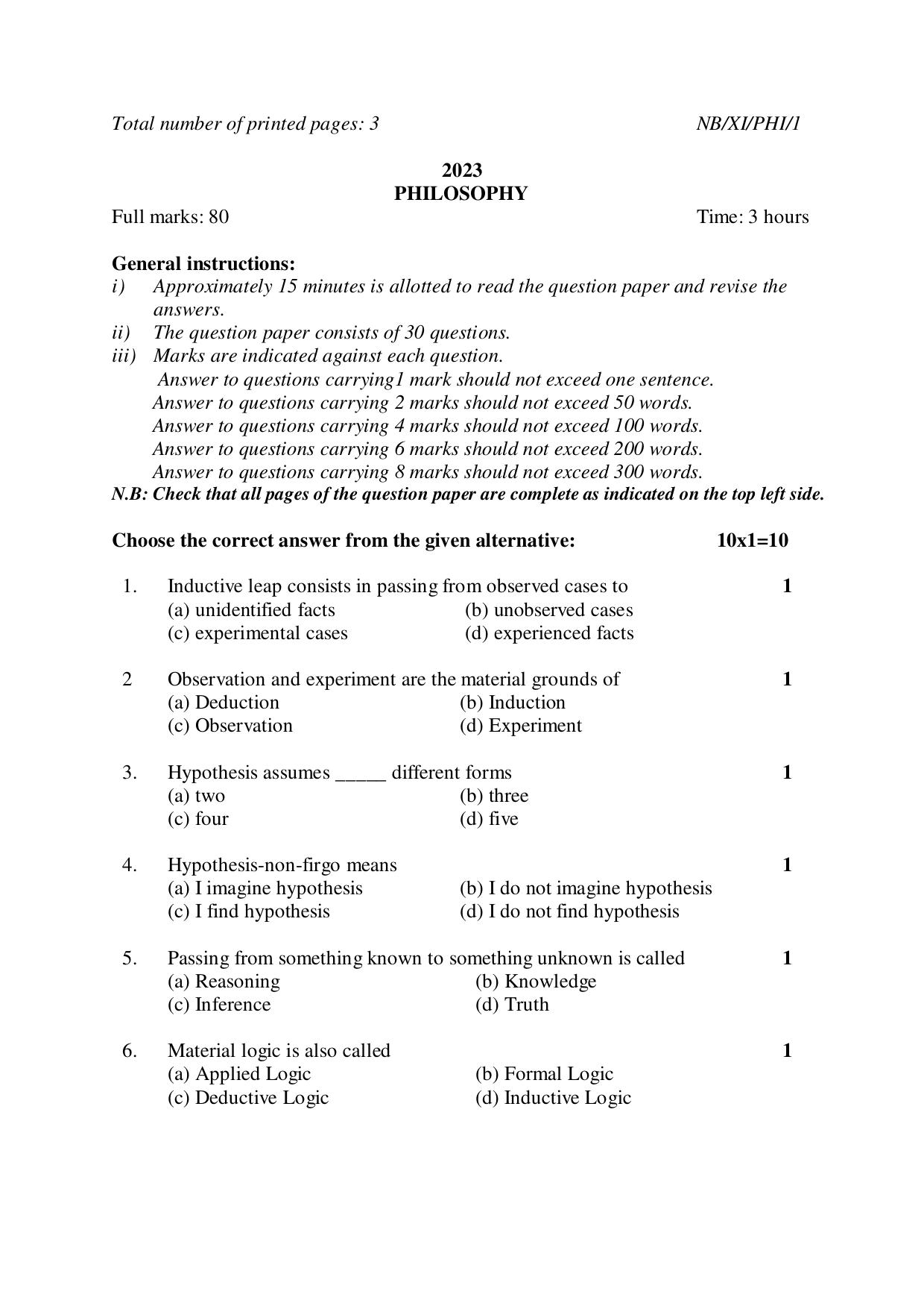 Nagaland Board NBSE 2023 Class 11 Question Paper (All Subjects) - Page 91