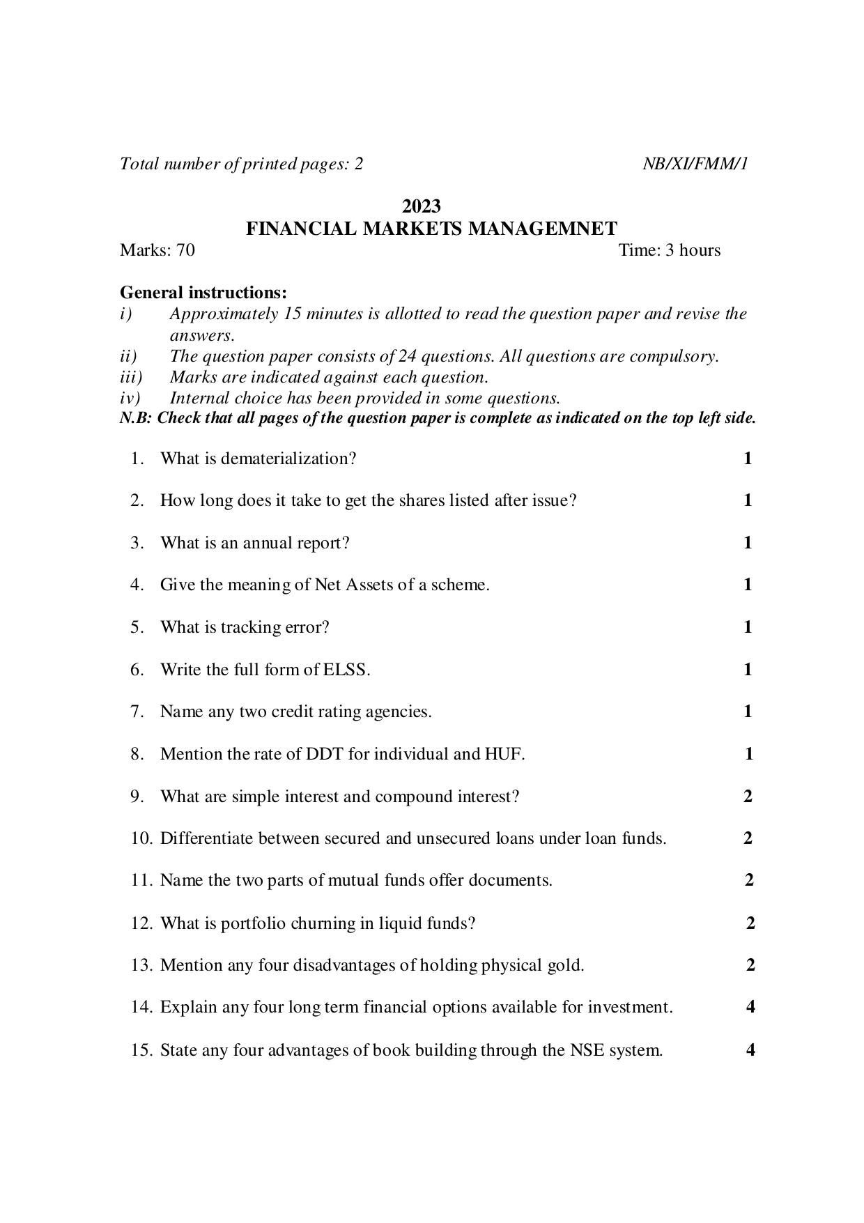 Nagaland Board NBSE 2023 Class 11 Question Paper (All Subjects) - Page 94