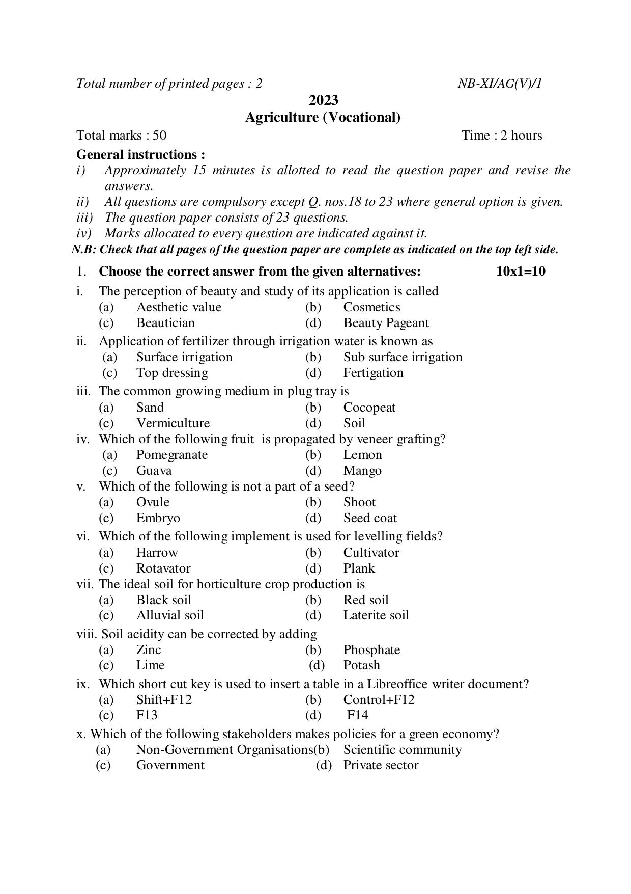 Nagaland Board NBSE 2023 Class 11 Question Paper (All Subjects) - Page 111